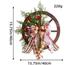 30cm Christmas Wagon Wheel Wreath, Artificial Hanging Garland, Christmas Decorations