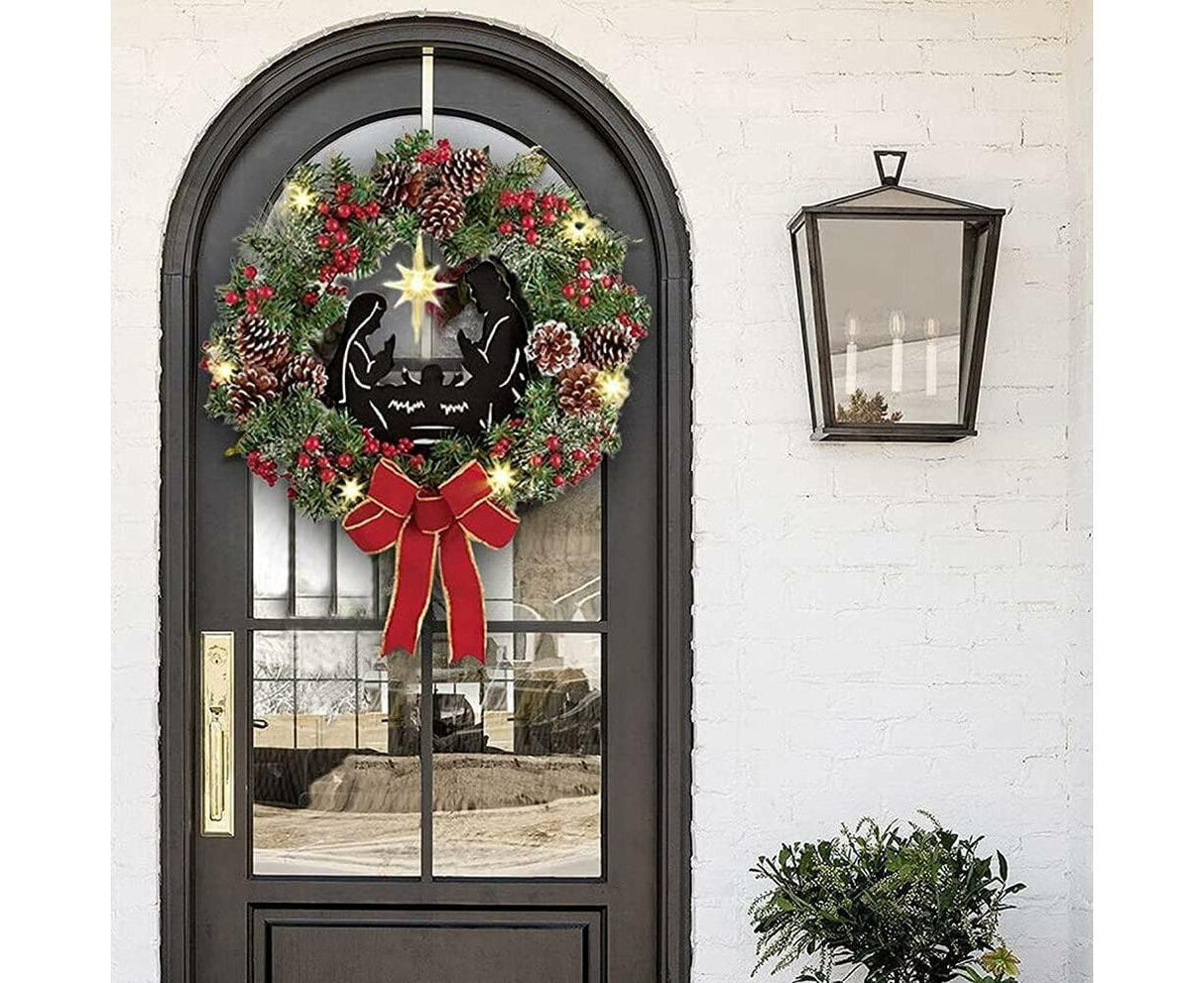 30cm Christmas Wreath for Nativity Scene, Christmas Decorations, Artificial Christmas Wreath