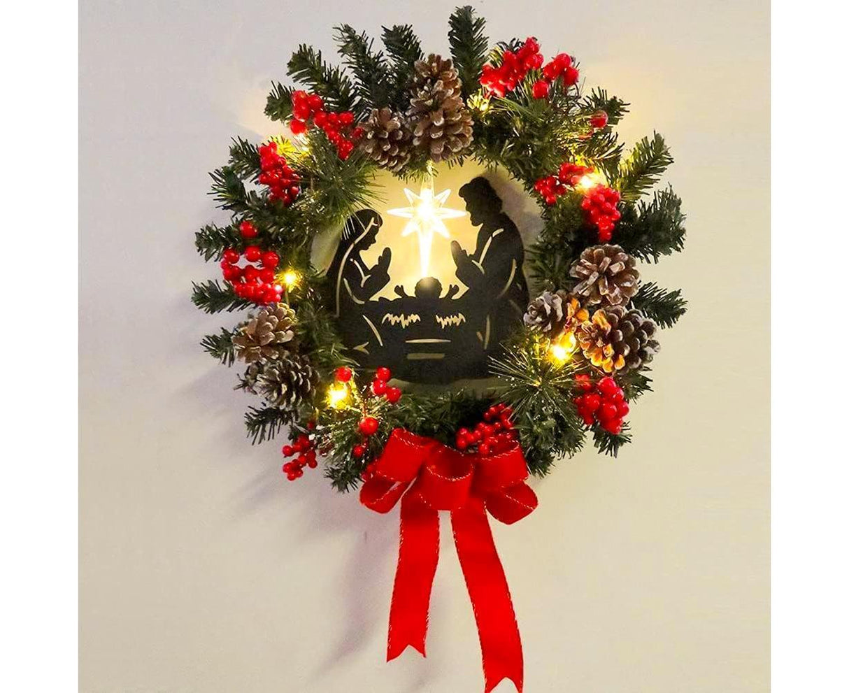 30cm Christmas Wreath for Nativity Scene, Christmas Decorations, Artificial Christmas Wreath