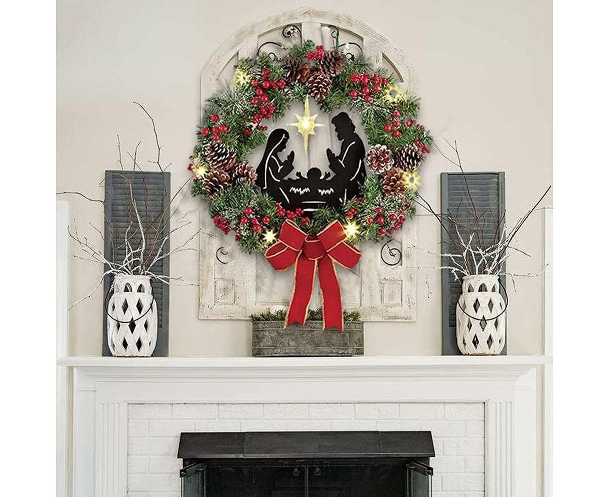 30cm Christmas Wreath for Nativity Scene, Christmas Decorations, Artificial Christmas Wreath