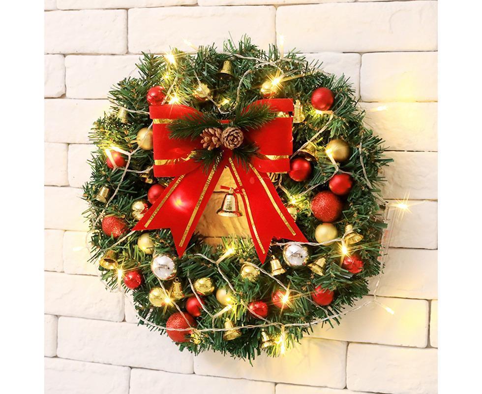 30cm Christmas Wreath with Lights, Christmas Decorations, Artificial Christmas Garland