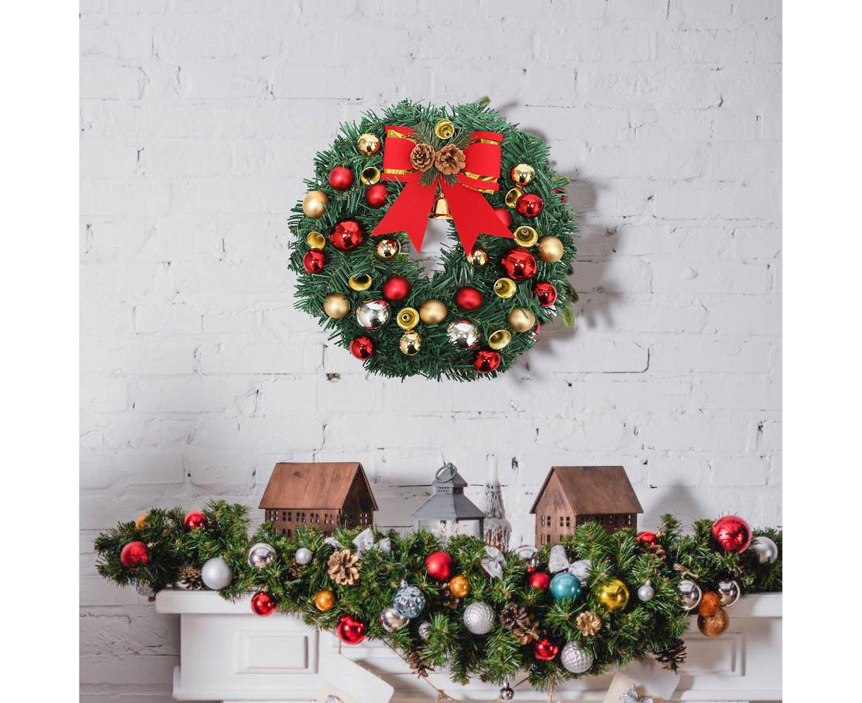 30cm Christmas Wreath with Lights, Christmas Decorations, Artificial Christmas Garland