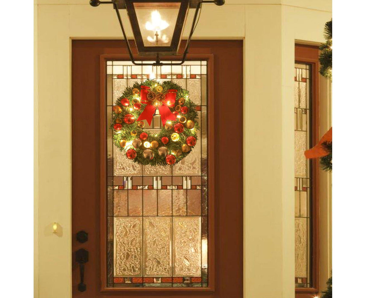 30cm Christmas Wreath with Lights, Christmas Decorations, Artificial Christmas Garland