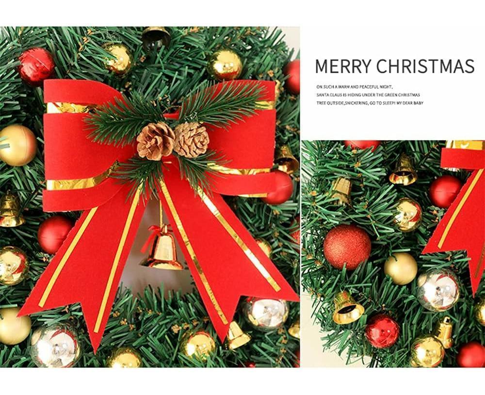 30cm Christmas Wreath with Lights, Christmas Decorations, Artificial Christmas Garland