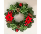 30cm Christmas Wreath, Christmas Decoration, Artificial Christmas Garland, Christmas Hanging Ornament - Front View
