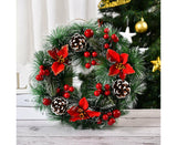 32cm Christmas Wreath, Christmas Garlands, Christmas Decoration, Artificial Pine Cones, Red Berry Wreath