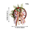 40cm Christmas Wagon Wheel Wreath, Artificial Hanging Garland, Christmas Decorations