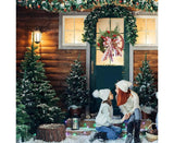 40cm Christmas Wagon Wheel Wreath, Artificial Hanging Garland, Christmas Decorations