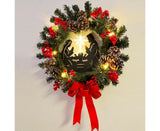 40cm Christmas Wreath for Nativity Scene, Christmas Decorations, Artificial Christmas Wreath - Top-Down View