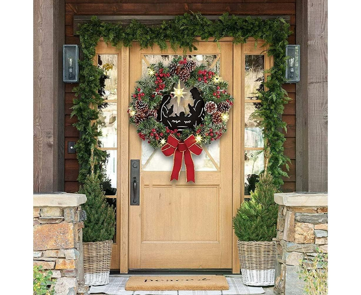 40cm Christmas Wreath for Nativity Scene, Christmas Decorations, Artificial Christmas Wreath