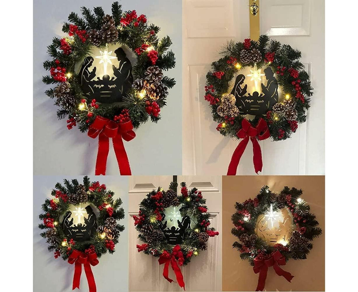 40cm Christmas Wreath for Nativity Scene, Christmas Decorations, Artificial Christmas Wreath