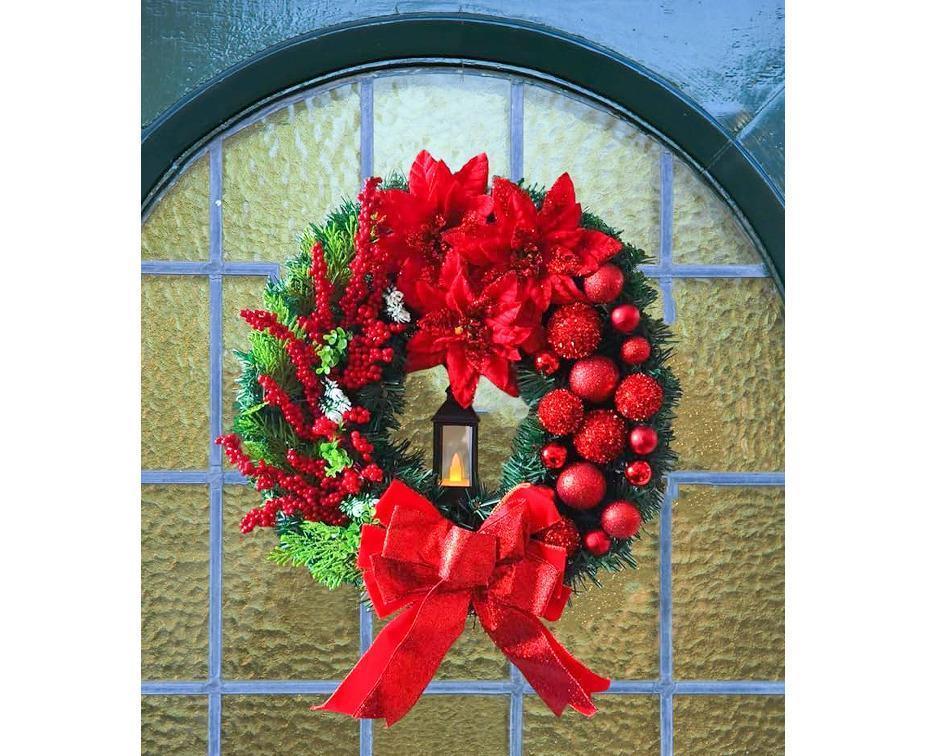 40cm Christmas Wreath with LED Light, Christmas Decoration, Artificial Christmas Garland