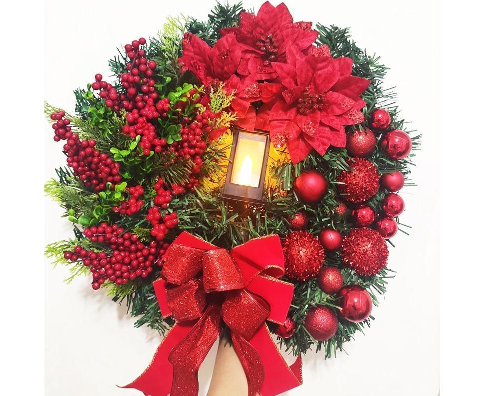40cm Christmas Wreath with LED Light, Christmas Decoration, Artificial Christmas Garland