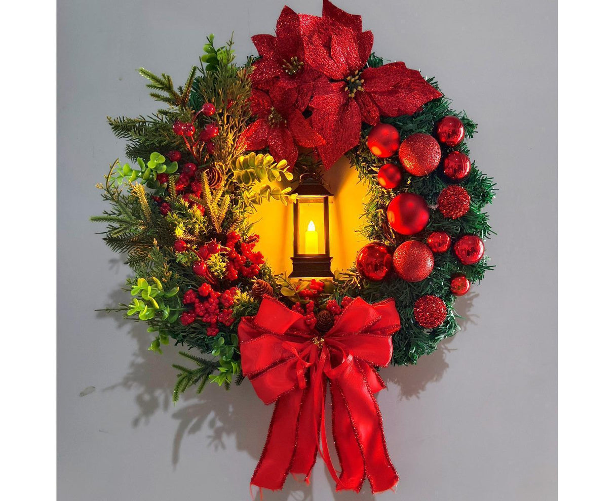 40cm Christmas Wreath with LED Light, Christmas Decoration, Artificial Christmas Garland