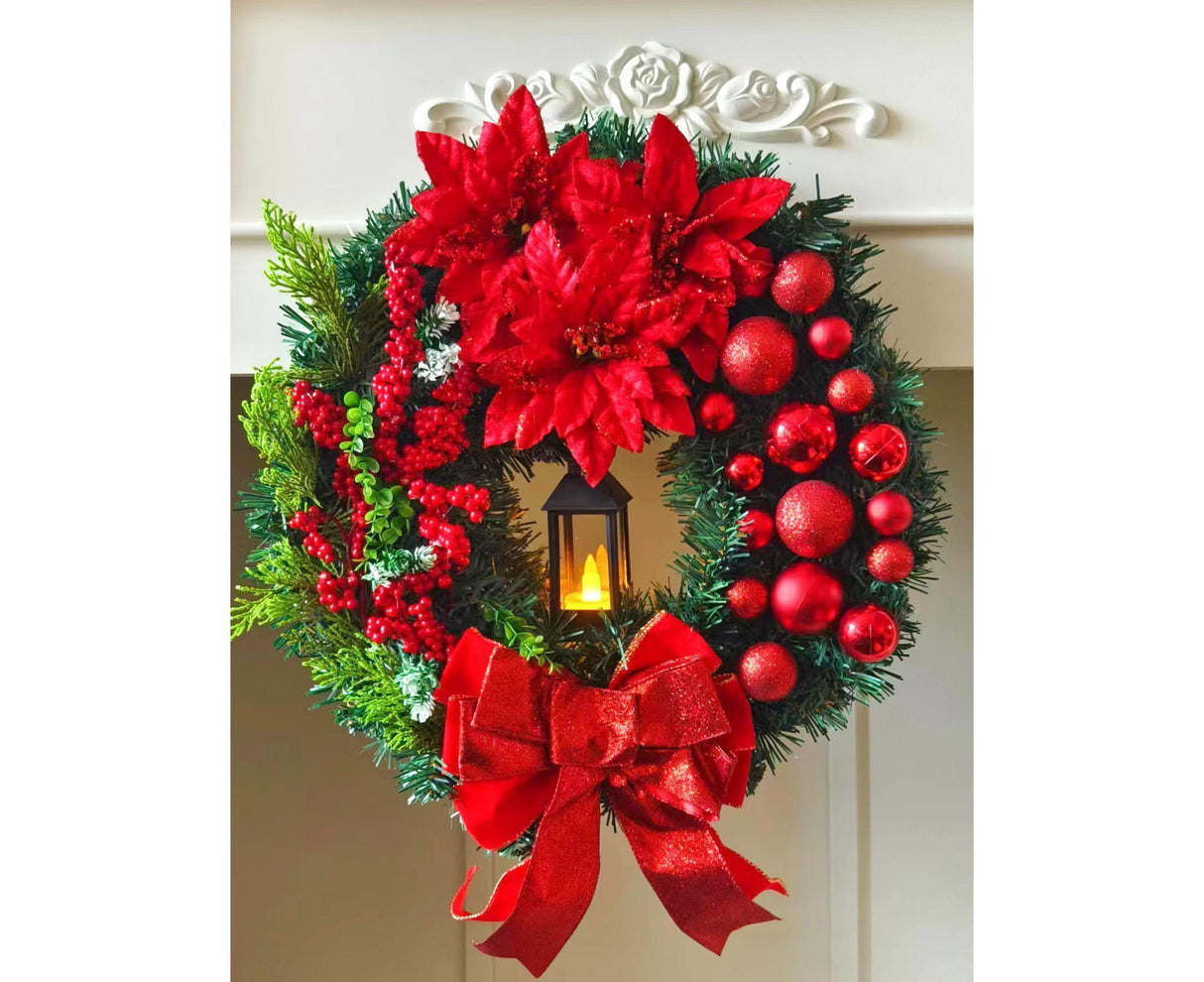 45cm Christmas Wreath with LED Light, Christmas Decoration, Artificial Christmas Wreath