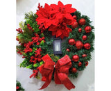45cm Christmas Wreath with LED Light, Christmas Decoration, Artificial Christmas Wreath - 45-Degree Angle