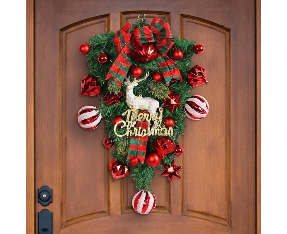 48cm Christmas Wreath, Christmas Decorations, Artificial Christmas Garland, Christmas Wall Elk Wreath