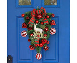 48cm Christmas Wreath, Christmas Decorations, Artificial Christmas Garland, Christmas Wall Elk Wreath