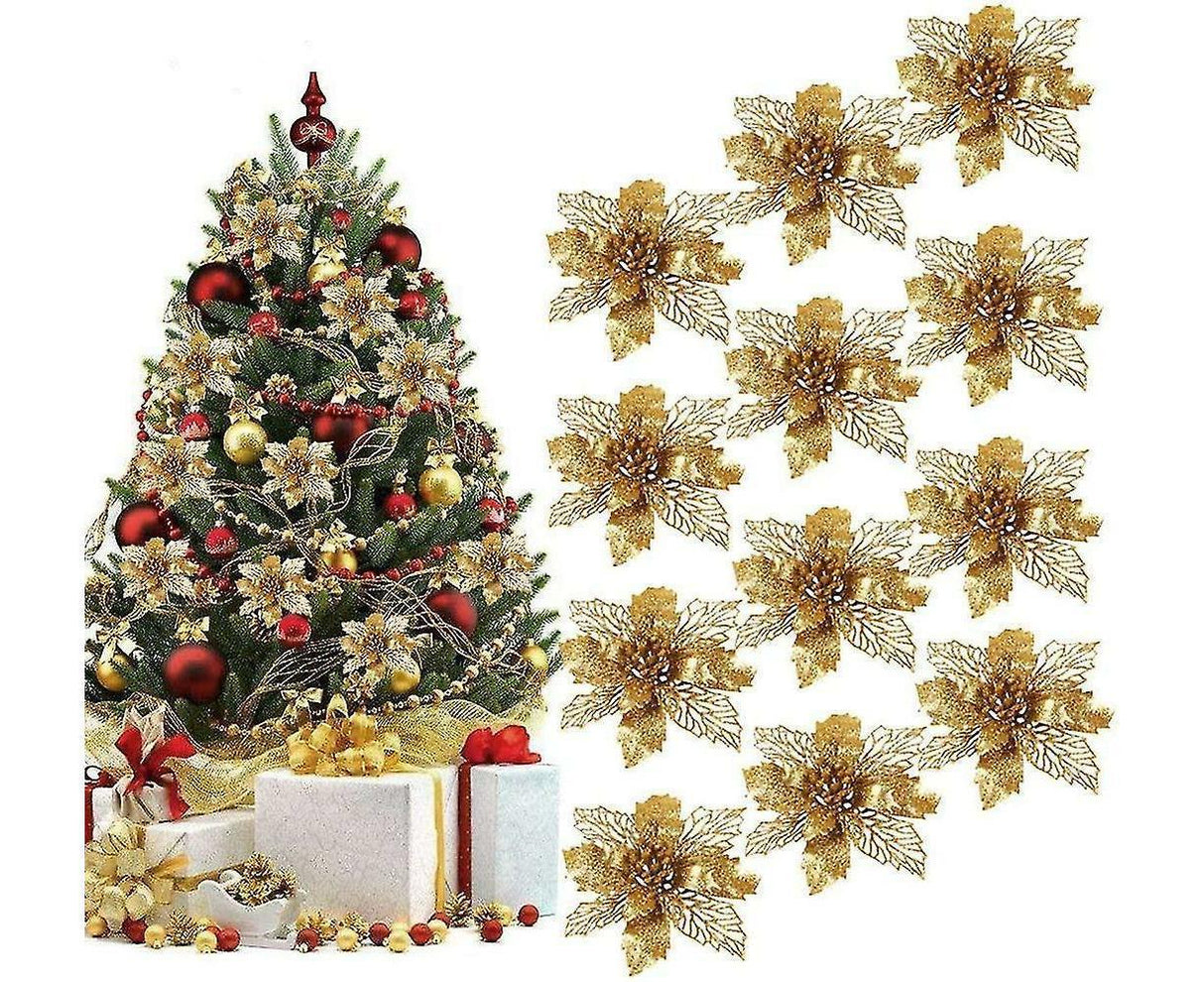 16 Pcs Christmas Tree Decoration, Christmas Glitter Christmas Tree Ornament Christmas Decoration Glitter