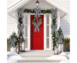 6 Pieces Large Christmas Wreath Bow Plaid Christmas Bow PVC Plastic Xmas Plaid Check Wrapping Bow for Christmas Indoor Outdoor Decorations - Black and White - Side View