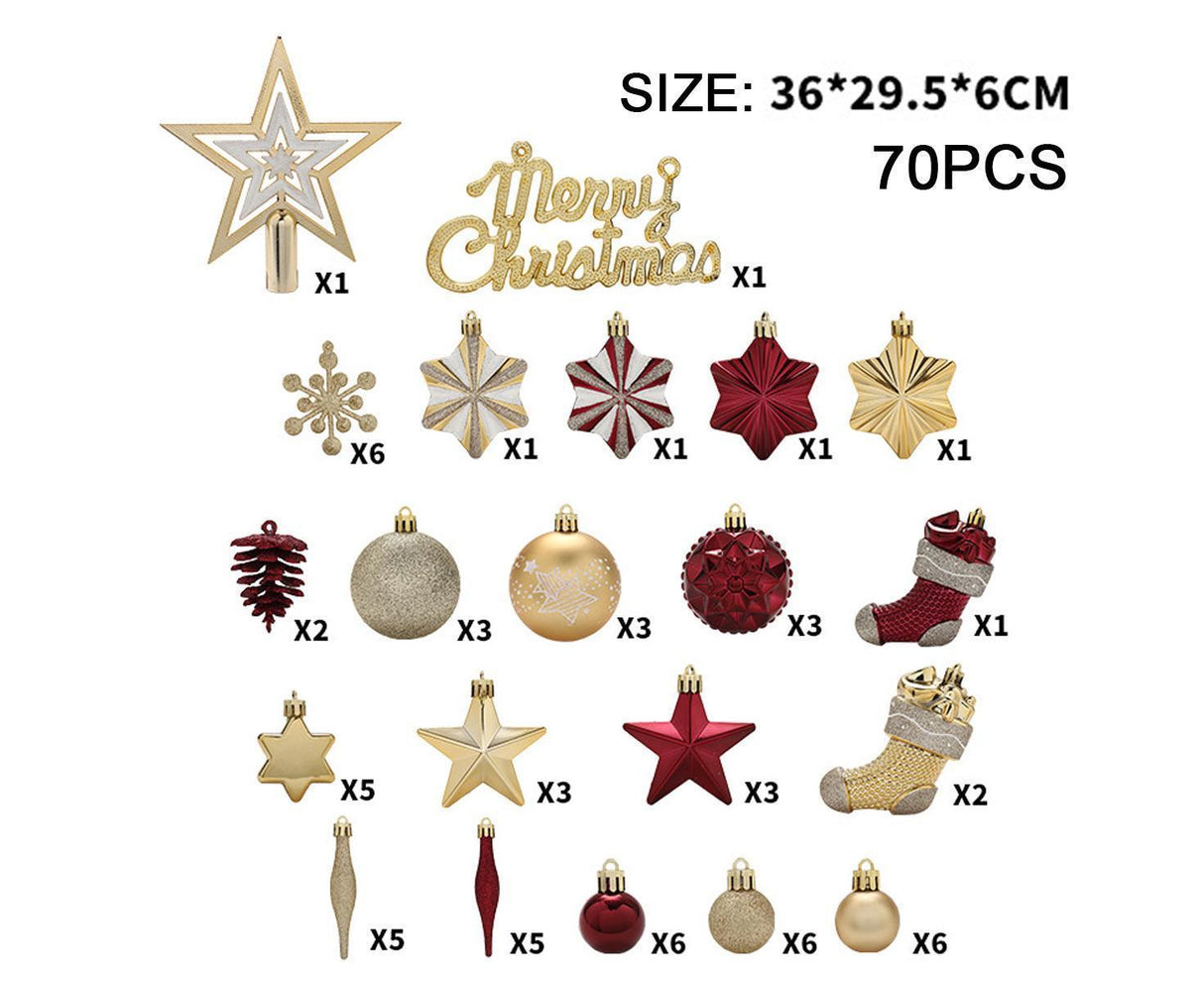 70pcs Red Gold Christmas OrnamentsShatterproof Christmas Tree Balls Set Plastic Xmas Ornaments for Holiday Party Wedding Christmas Tree Decorations