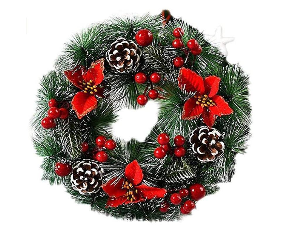 Christmas Wreath, Door Wreath Christmas Christmas Decoration Wreath Christmas Garland with Balls Handmade Christmas Garland Decoration Wreath-32cm