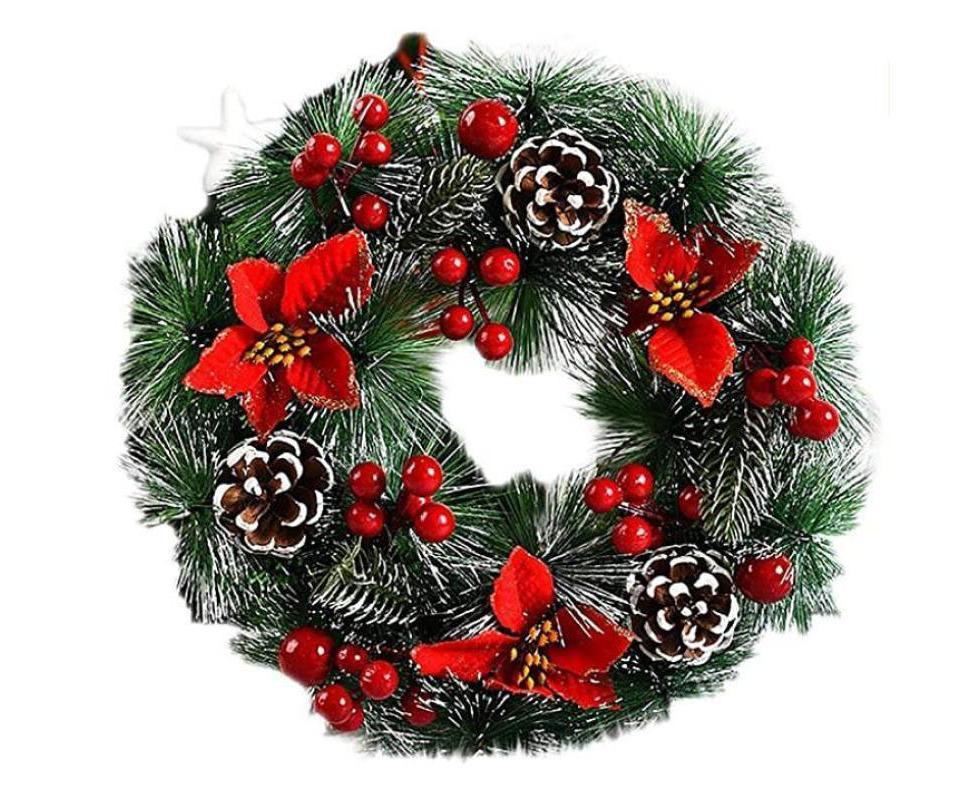 Christmas Wreath, Door Wreath Christmas Christmas Decoration Wreath Christmas Garland with Balls Handmade Christmas Garland Decoration Wreath-32cm