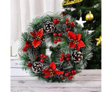 Christmas Wreath, Door Wreath Christmas Christmas Decoration Wreath Christmas Garland with Balls Handmade Christmas Garland Decoration Wreath-32cm