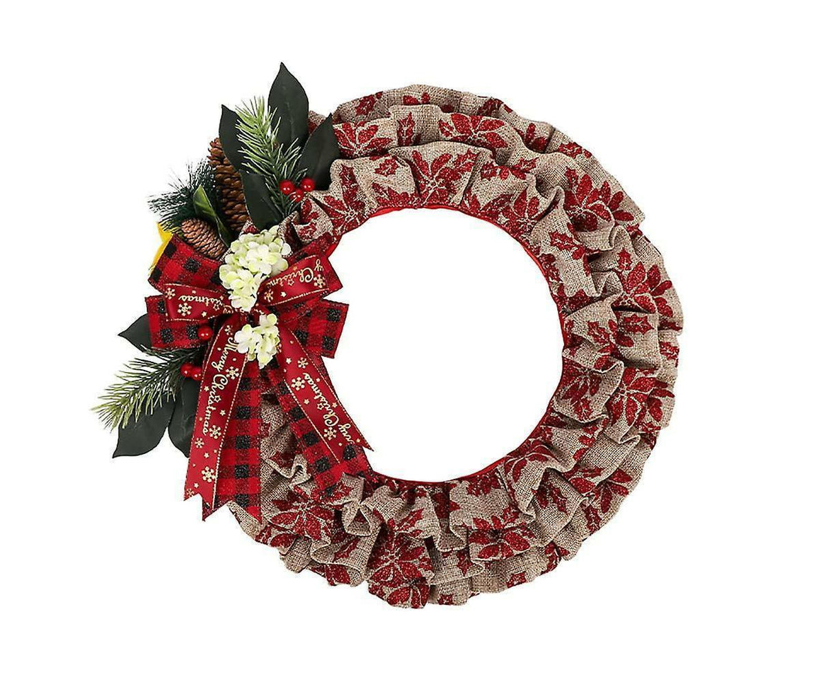 Christmas Wreath, Faux Linen Christmas Tree Wreath, Hanging Christmas Decorations, Artificial Christmas Wreath, Christmas Wreath For Front Door