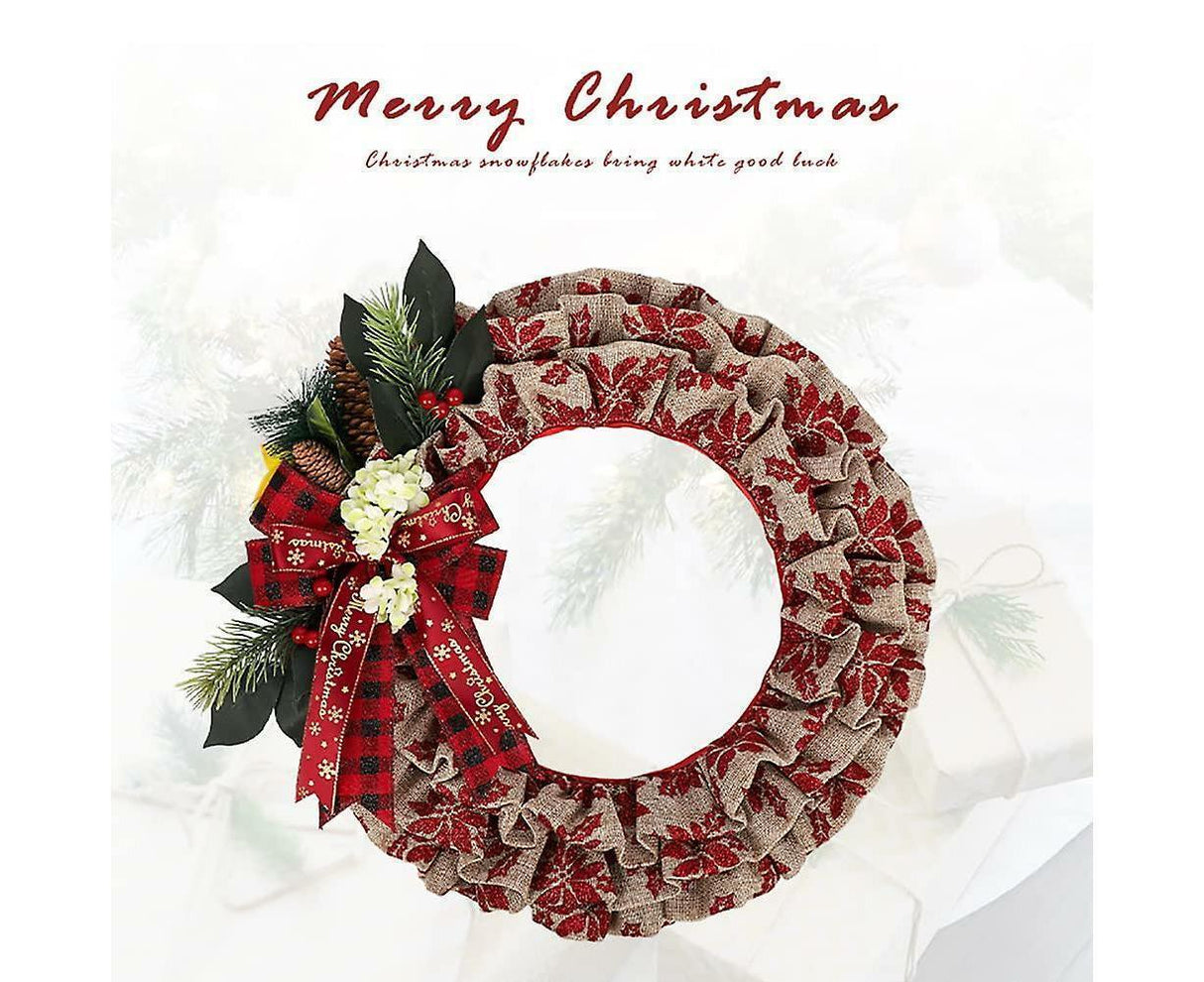 Christmas Wreath, Faux Linen Christmas Tree Wreath, Hanging Christmas Decorations, Artificial Christmas Wreath, Christmas Wreath For Front Door