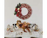 Christmas Wreath, Faux Linen Christmas Tree Wreath, Hanging Christmas Decorations, Artificial Christmas Wreath, Christmas Wreath For Front Door - Top-Down View