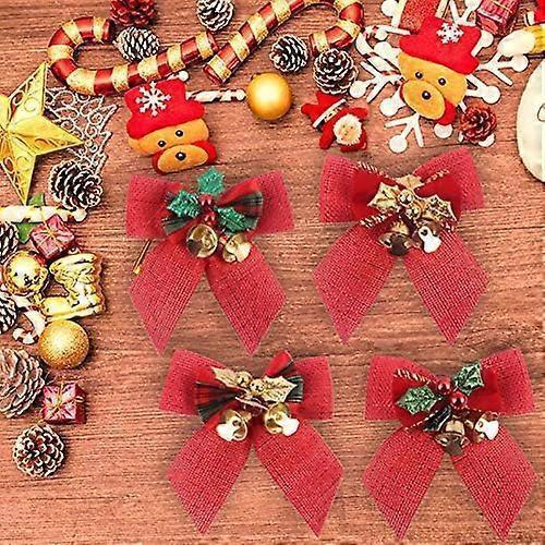 8cm Christmas Bow Bells, Hessian Scottish Knot, Christmas Tree Ornaments, Christmas Tree Ornaments