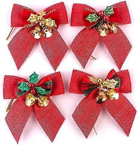 8cm Christmas Bow Bells, Hessian Scottish Knot, Christmas Tree Ornaments, Christmas Tree Ornaments