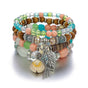 1pcs Bohemian Bracelet, Crystal Beaded Bracelets, Charm Stretch Bracelet With Pendant, Women's Jewelry