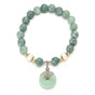 Jade Green Natural Crystal Pearl Couple Bracelet Donut Buckle Pendant Transfer Beads Female Elastic Rope Design