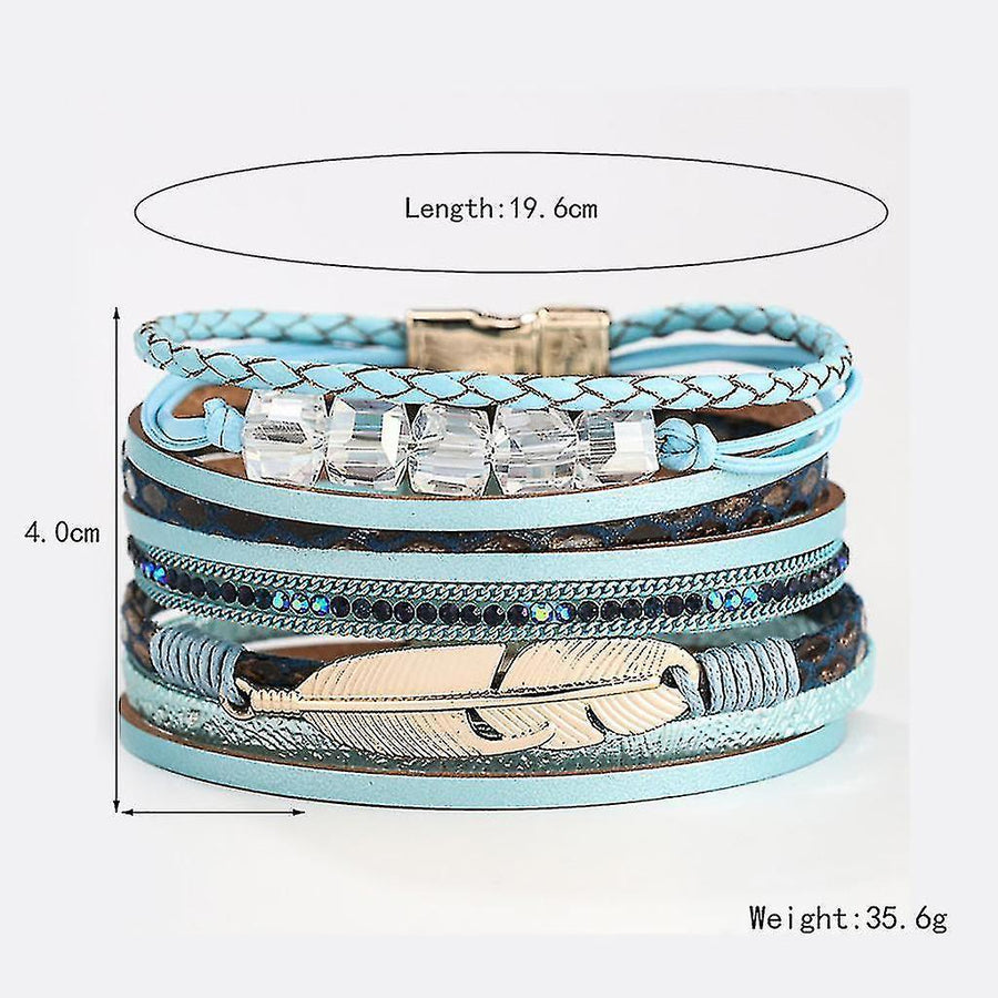 Sajy Women's Feather Wrap Bracelet Crystal Bracelet Handmade Jewelry Bohemian Gift