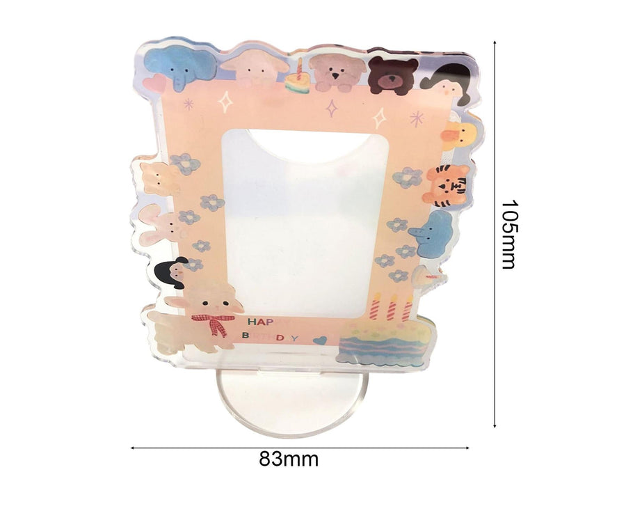 Sign Stand Ornament Irregular Wave Edge Acrylic Flower Pattern Surrounding 3 Inch  Album Photocard Stand Household Use