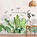 2 Pcs Wall Stickers Green Foliage Wall Stickers Mural Decals For Bedroom Living Room Wall