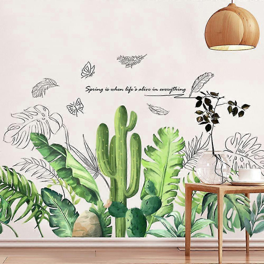 2 Pcs Wall Stickers Green Foliage Wall Stickers Mural Decals For Bedroom Living Room Wall