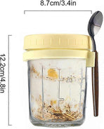 Oats Jars with Lids & Spoon Breakfast On The Go Cups Airtight Large Storage Jars
