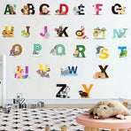 26 English letter stickers English words Cartoon animal wall stickers babies room stickers