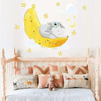 Flying Elephant Wall Decal Animal With Cloud Moon Star Wall Sticker Dumbo