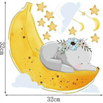 Flying Elephant Wall Decal Animal With Cloud Moon Star Wall Sticker Dumbo
