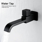 G1/2 Modern Brass Wall Mounted Faucets Bathroom Wall Mounted Faucet Single Hole Cold Water Faucet for Kitchen Bath Wash Basin Sink Matte Black