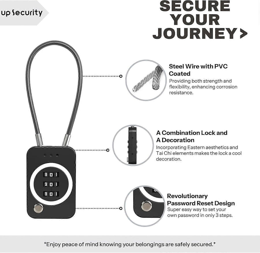 Premium Cable Combo Lock - Coded Travel Lock for Luggage