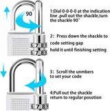 4-Digit Zinc Alloy Combo Padlock - Silver Travel Luggage Lock - Front View