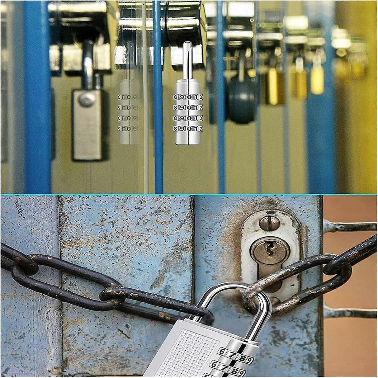 4-Digit Zinc Alloy Combo Padlock - Silver Travel Luggage Lock