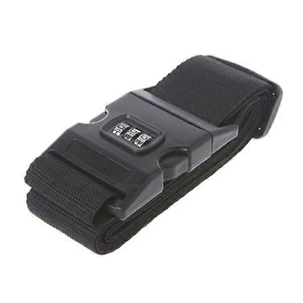 2-Pack Black Luggage Strap with Lock - Adjustable Travel Belt Set