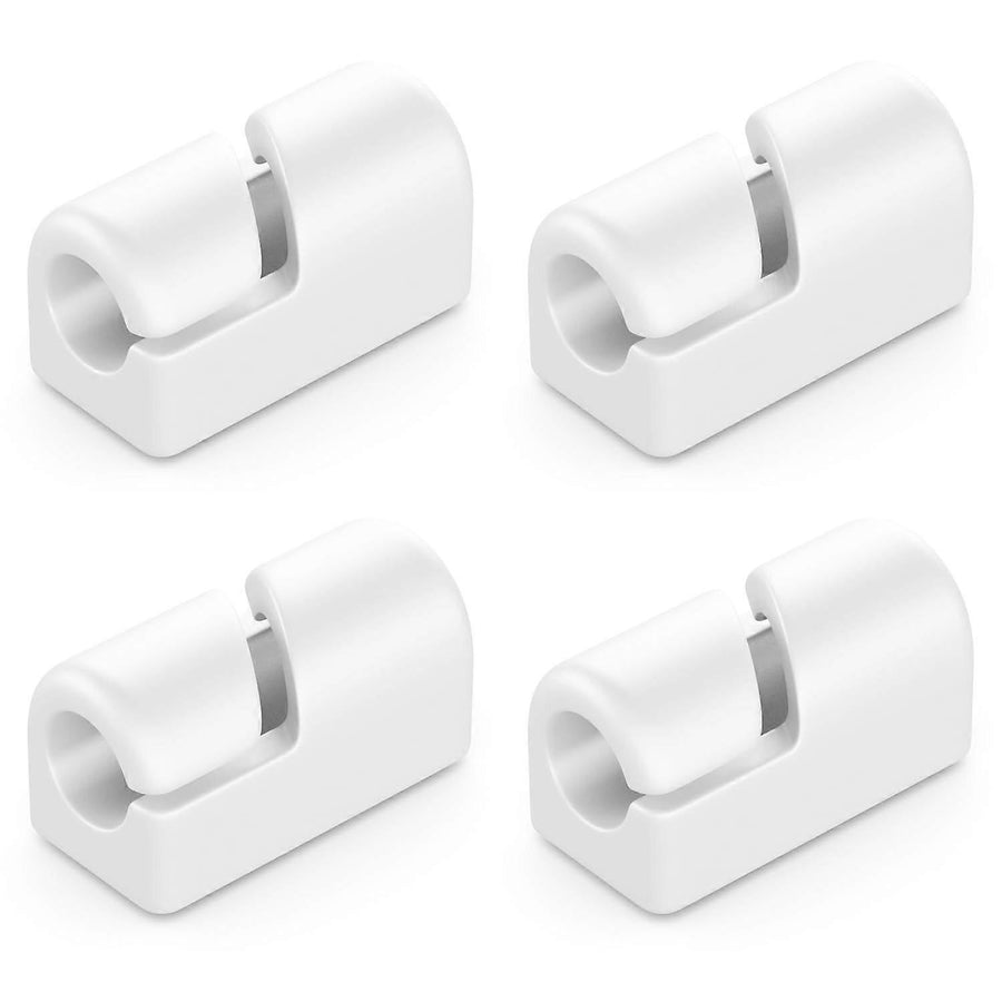 4-Pack White Cable Holders Self-Adhesive Clips for Wall Baseboard Cord Organizer