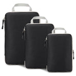3pcs Compression Packing Cubes Suitcase Organiser Luggage Storage Bags - Black